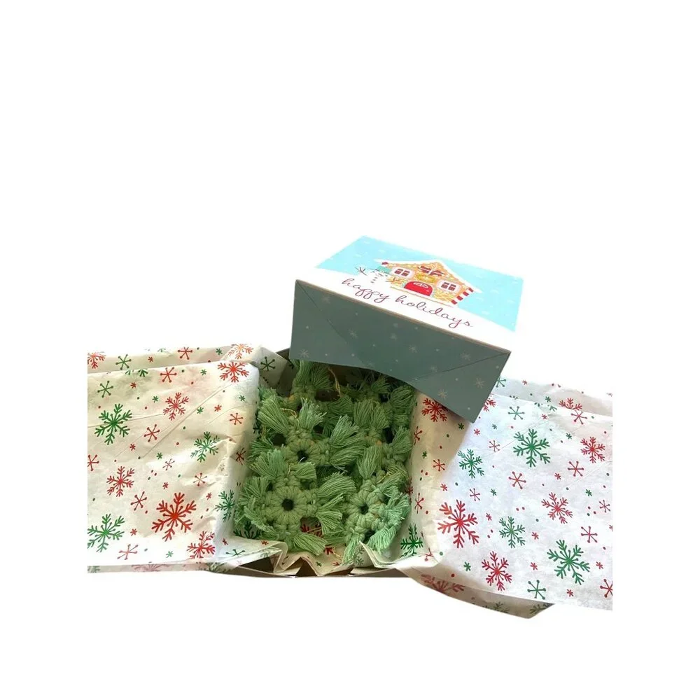 Handmade Cotton Snowflake Ornaments of 6 Mint Green NWT